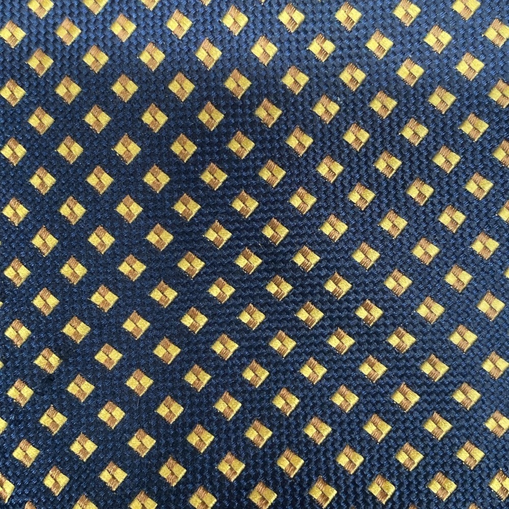 Hilditch & Key Saks Fifth Avenue Classic Silk Tie Made In England Navy Gold Geo — image 2 of 5